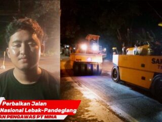 Jelang  Lebaran, Pemeliharaan Jalan Nasional Rangkasbitung–Pandeglang Dikebut Malam Hari 
