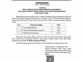 E-Parking Pasar Rangkasbitung: PT Multi Indonesia Parking Raih Nilai Tertinggi, Ini Tahap Berikutnya