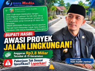 Bupati Lebak Buka Pengawasan Publik! Rp3,8 Miliar Jalan Lingkungan, Hasbi: Pekerjaan Buruk Laporkan!